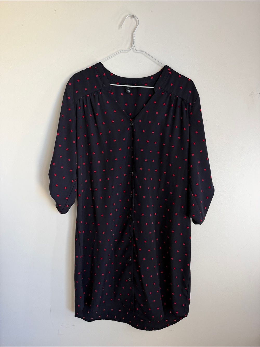 Black Dress with Pink Polka Dots - Women's Shift Dress